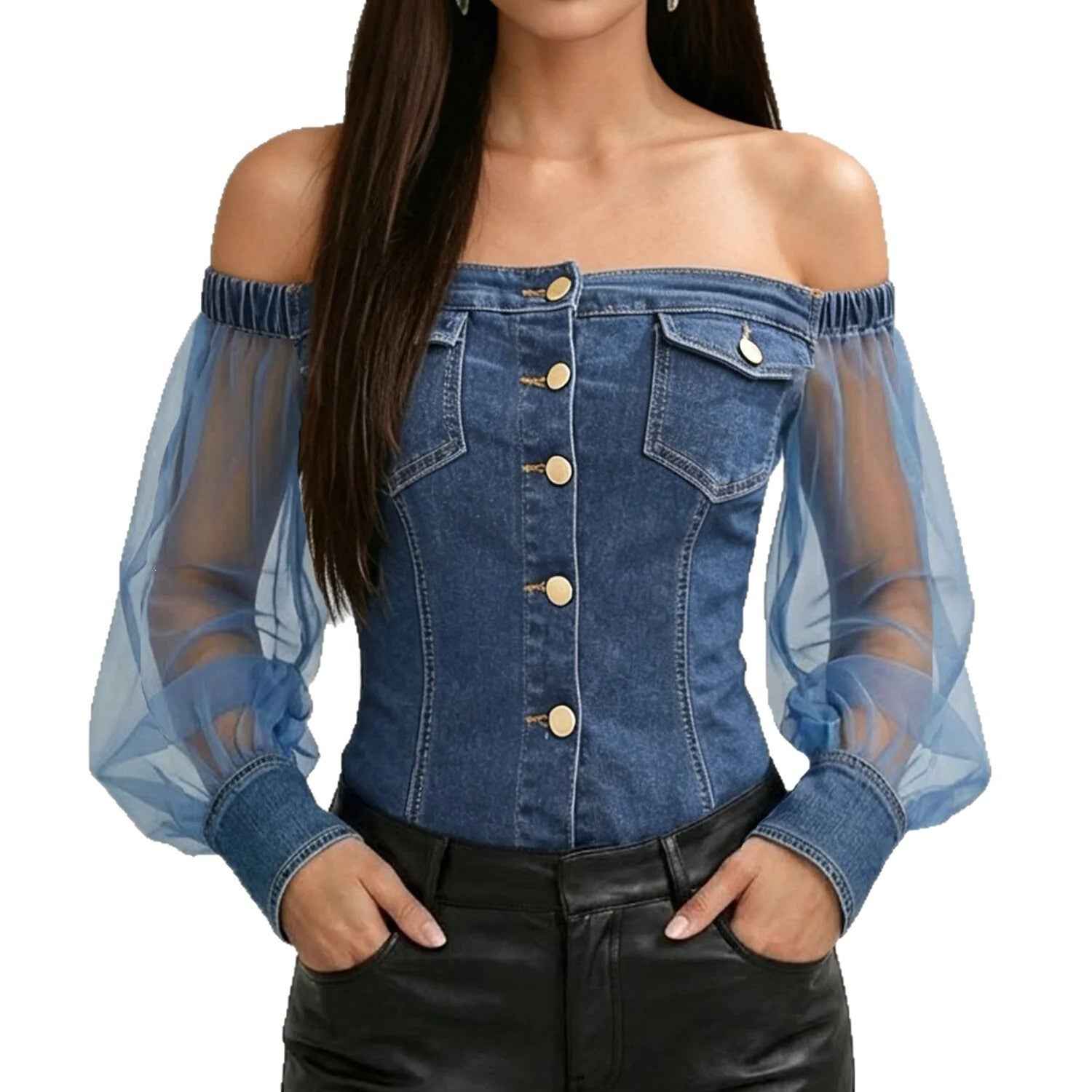 Printed Splicing Three-Quarter Sleeve Top – Street Style