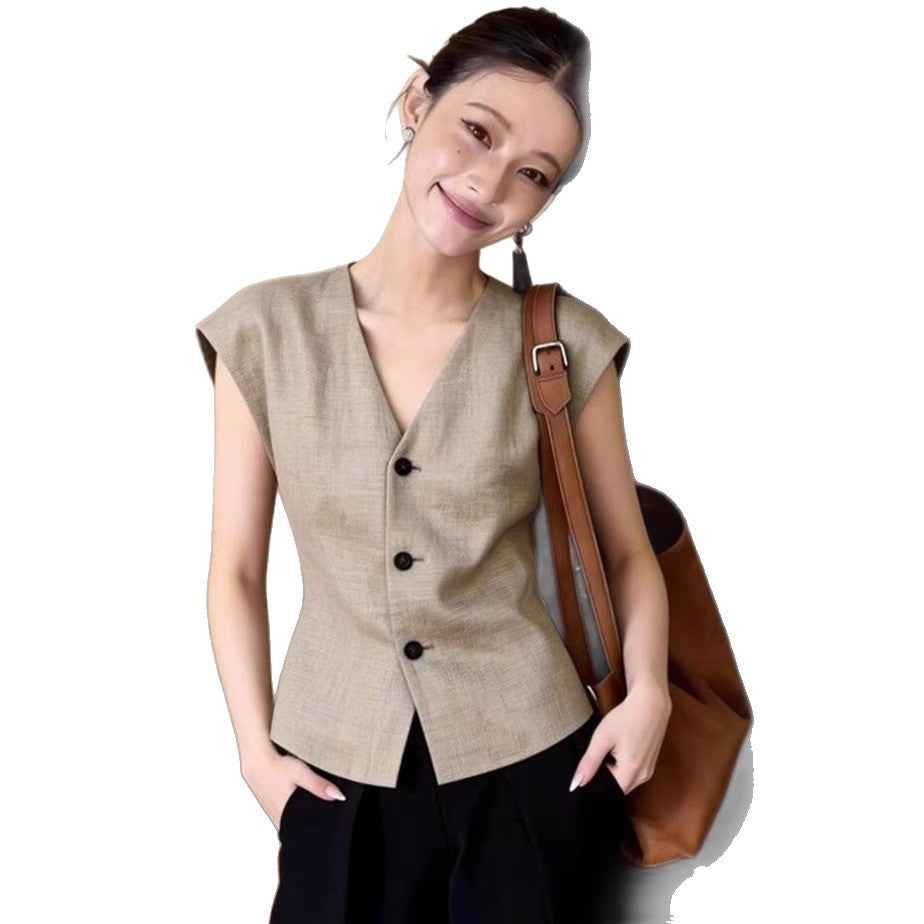 Summer Office-chic Sleek And Professional Sleeveless Top For Commuting
