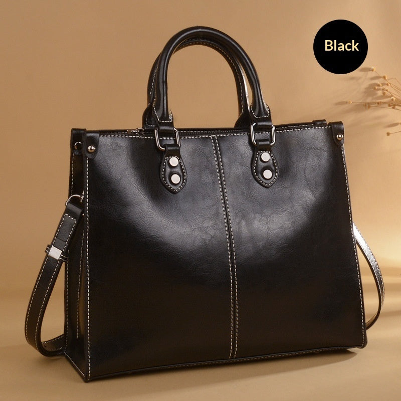 Genuine Leather Crossbody Handbag – European Retro Style