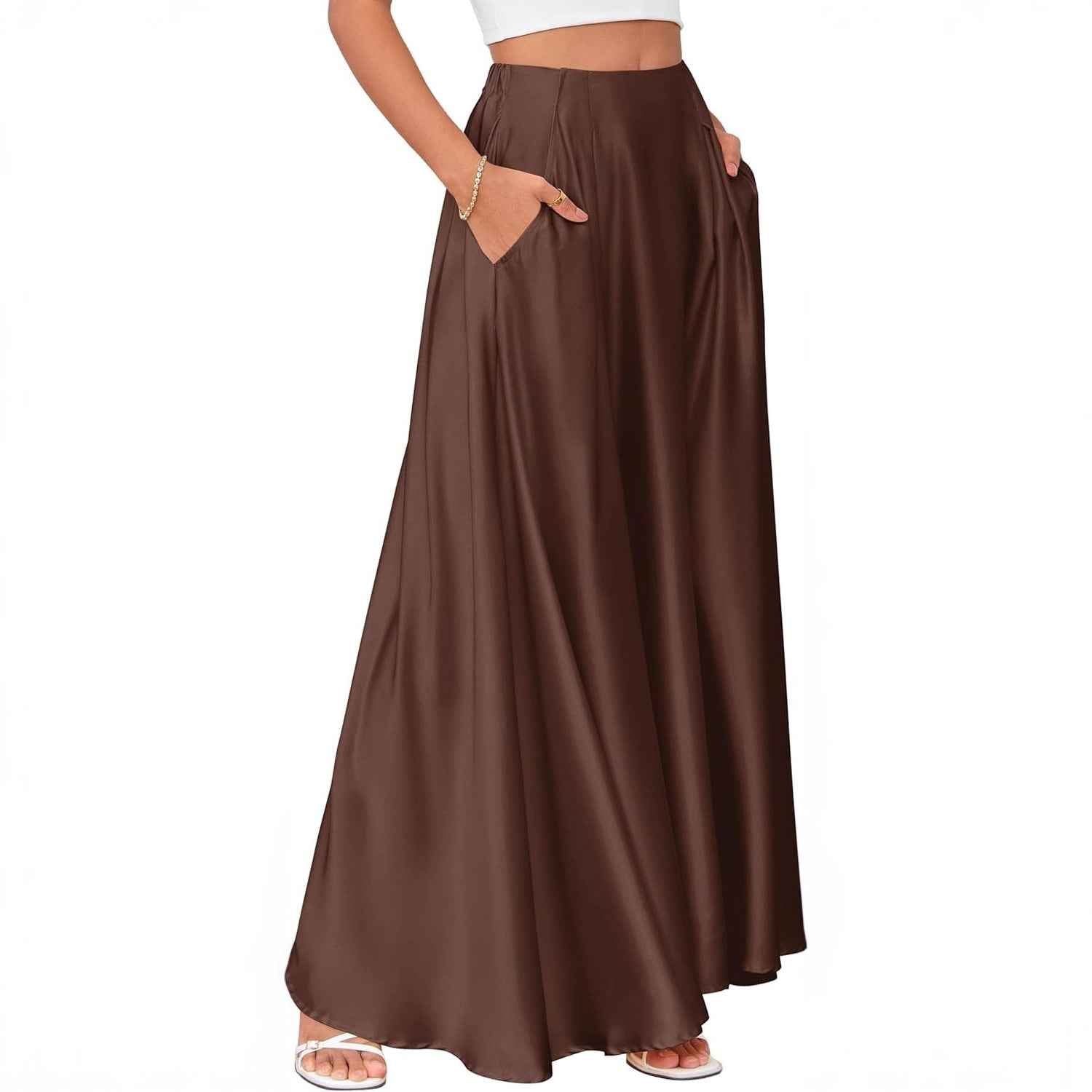 Satin A-Line Maxi Skirt – Elegant Long Skirt for Women