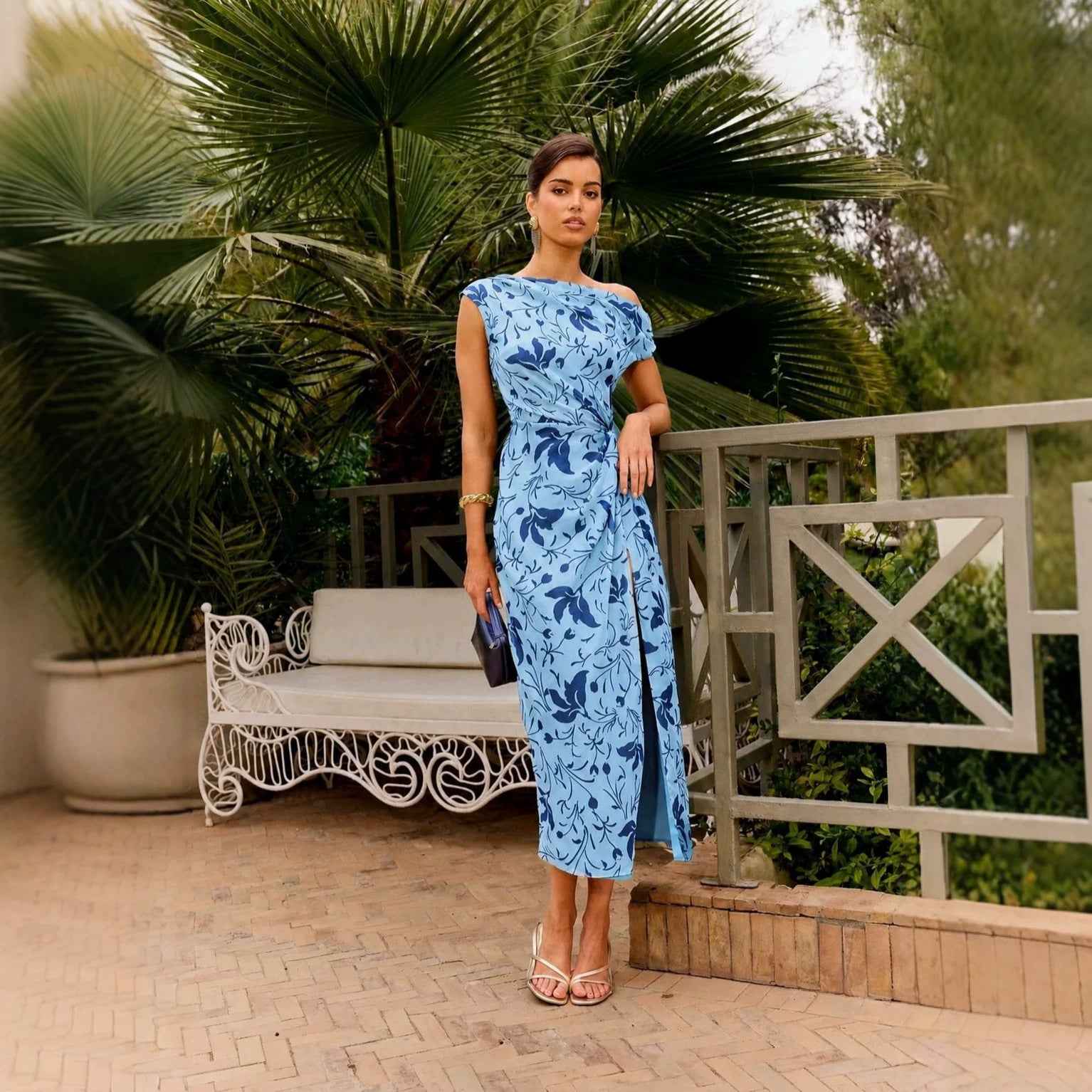 Women's Printed One-Shoulder Sleeveless Elegant Dress — 4 Colours