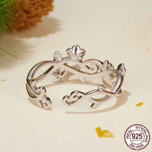 925 Sterling Silver Cherry Blossom & Butterfly Open Ring