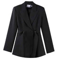 Lace-Up Tie Blazer Coat — Defined Waist, Workwear Elegant