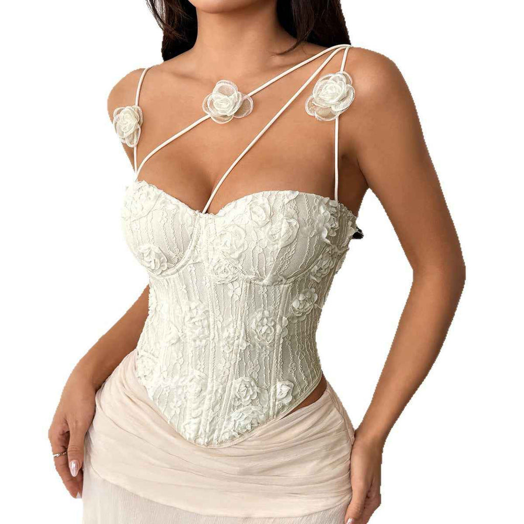 Women's Embroidered Lace Underwire Camisole Top