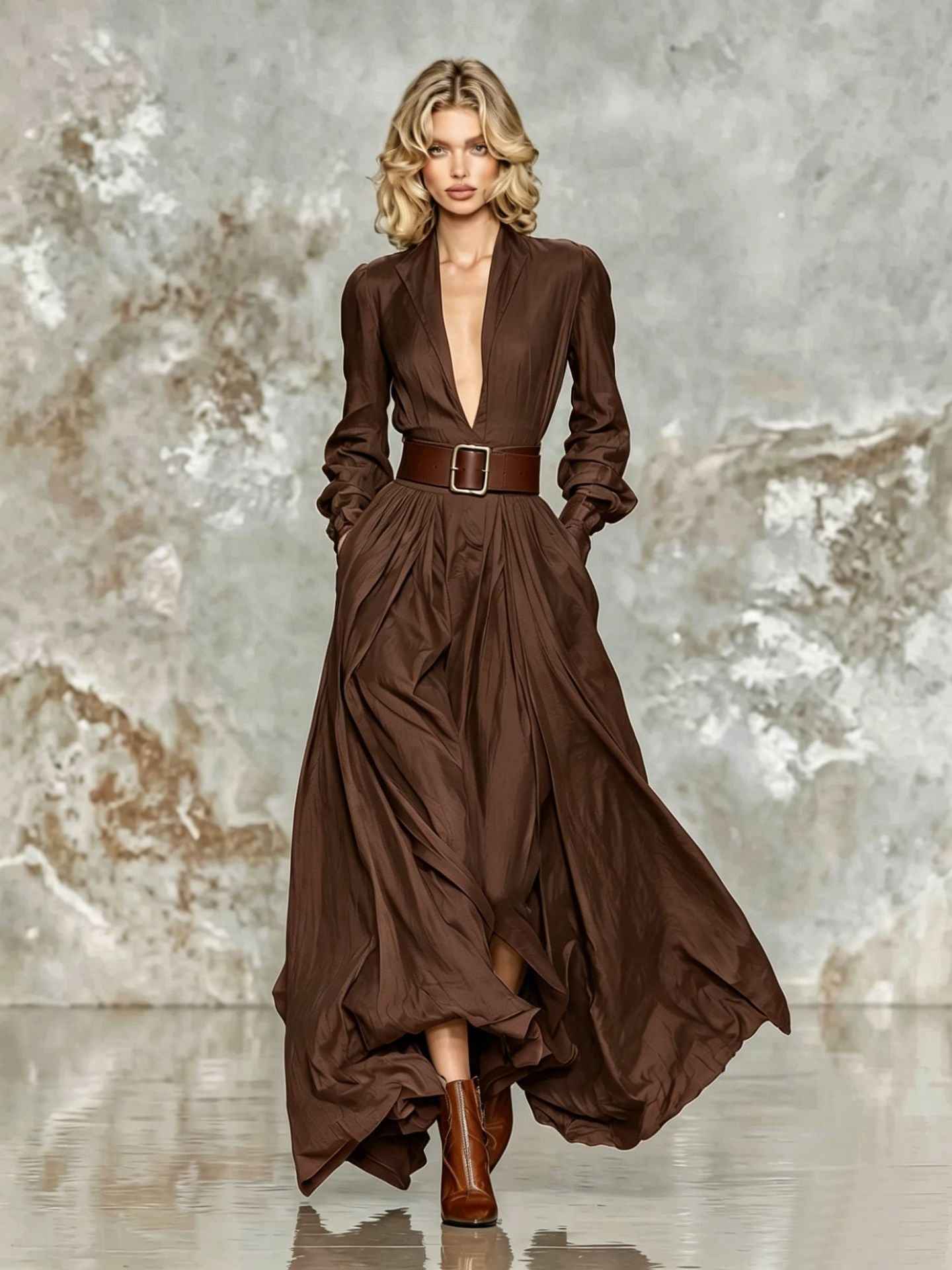 Long Skirt Waist-cinching Dress For Women