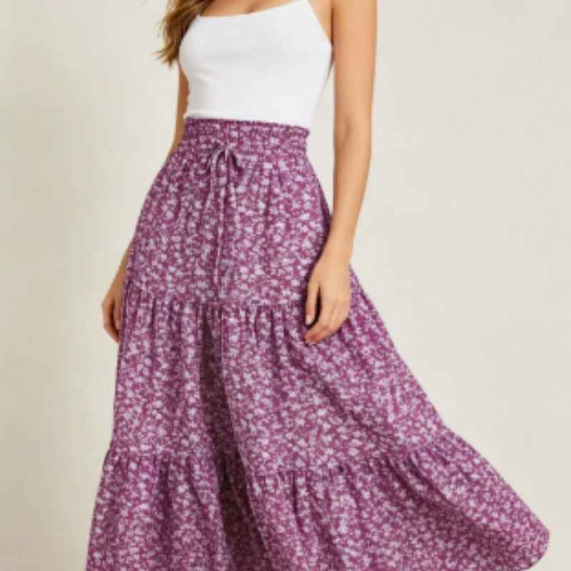 Women's Floral Print Midi A-Line Skirt