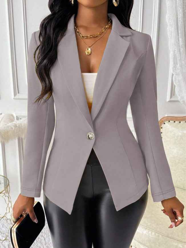 Womens Casual Chic New Long-sleeve Blazer With A Lapel And Waist Tie