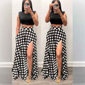 Polka Dot High-Waisted Full Midi Skirt