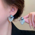 New Super Sparkling Full Rhinestone Pearl Earrings, Light Luxury High-End Bestseller Studs, Elegant Fashion Commuter All-Match Women Ear Jewelry