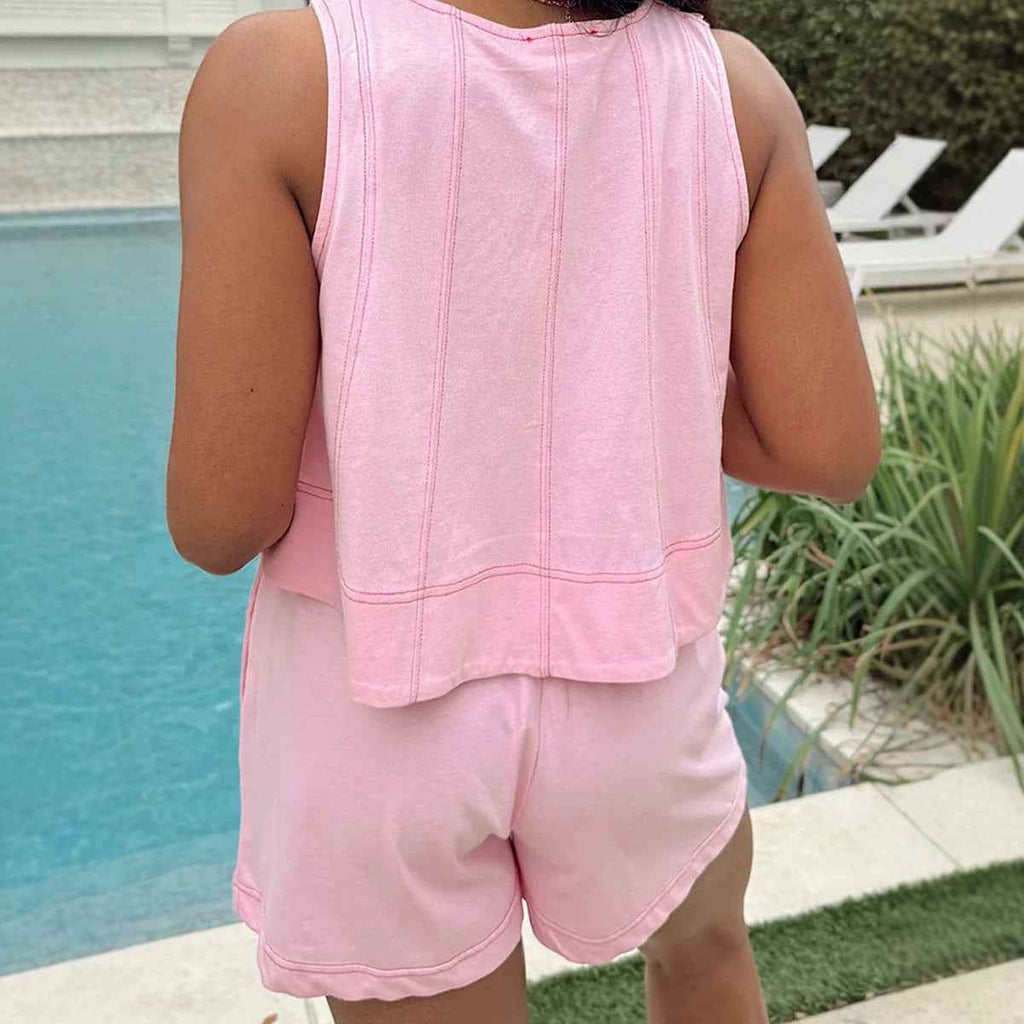 Sleeveless Tank & Cropped Pants Set – Cotton Summer Co-ord