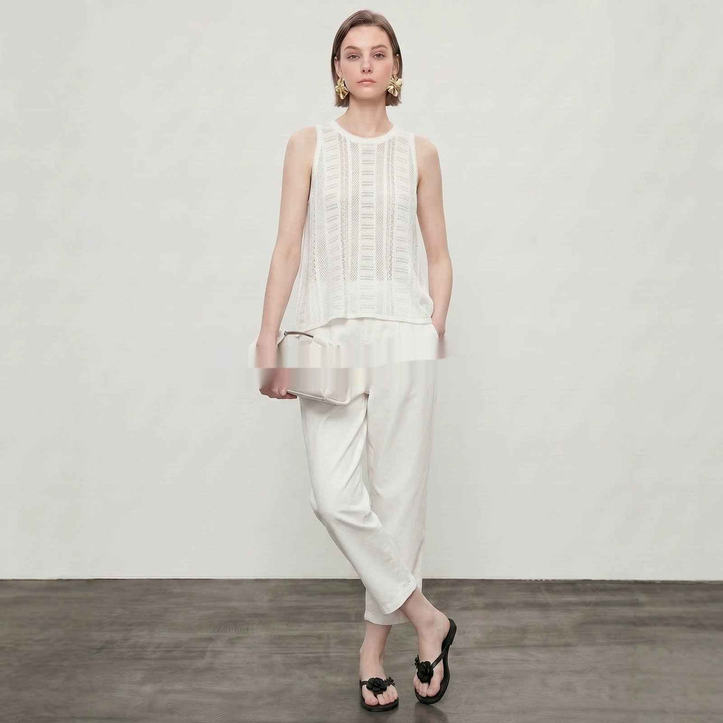 98-length Wide-leg White Straight-leg Casual Workwear Jeans
