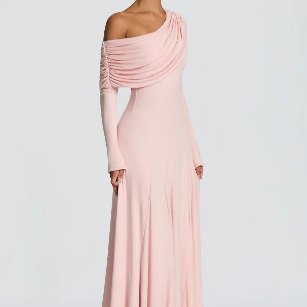 Off-Shoulder Flared Hem Slim-Fit Maxi Dress — Party & Events