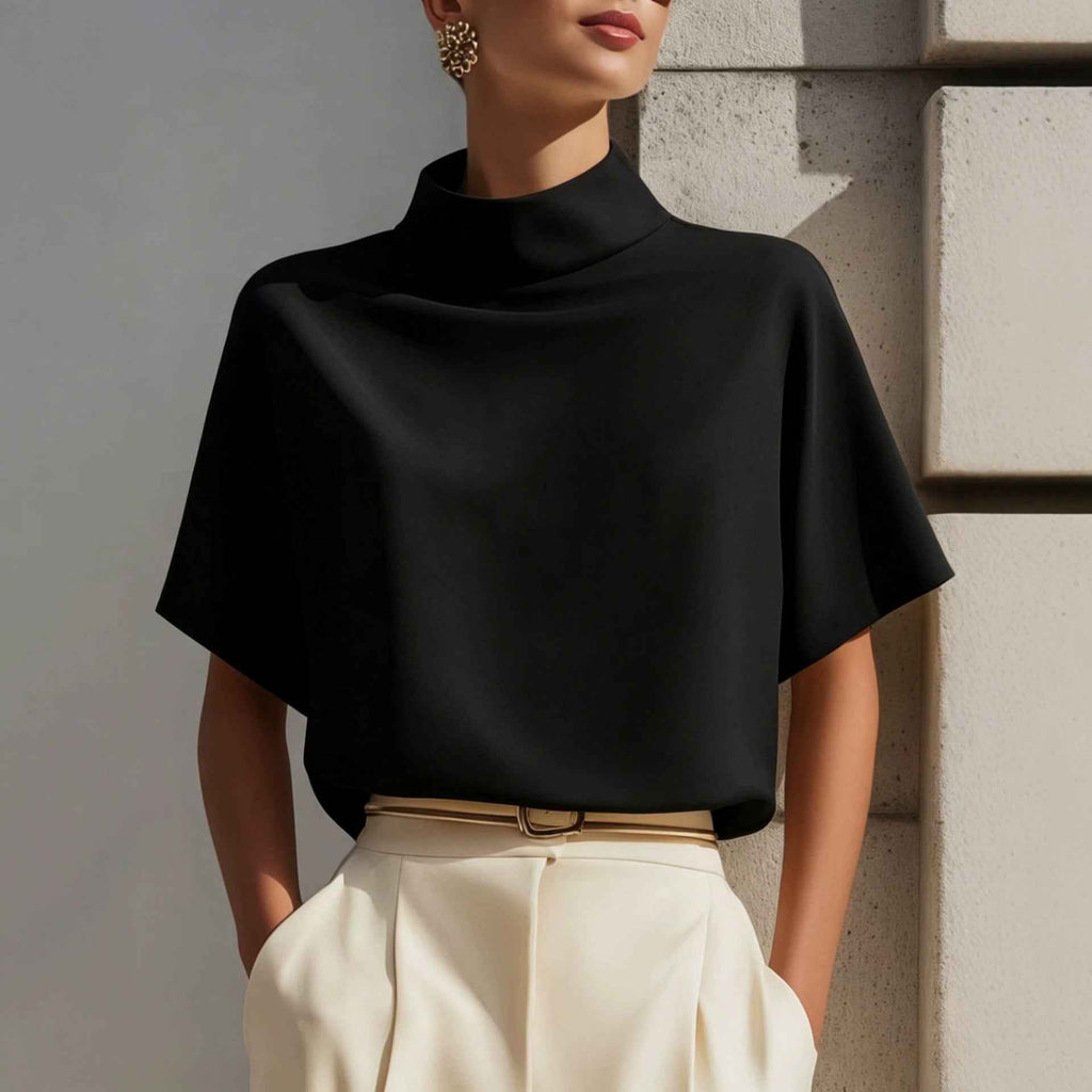 Womens Solid-color Versatile New Chinese-style Mandarin-collar Top