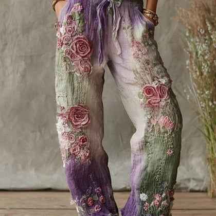 3D Digital Print Relaxed-Fit Casual Pants