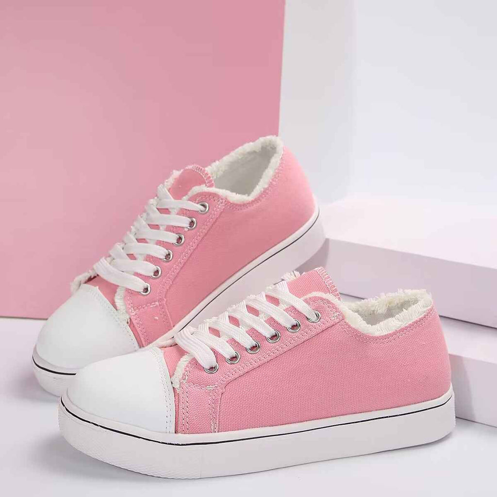Canvas Lace-Up Flat Trainers