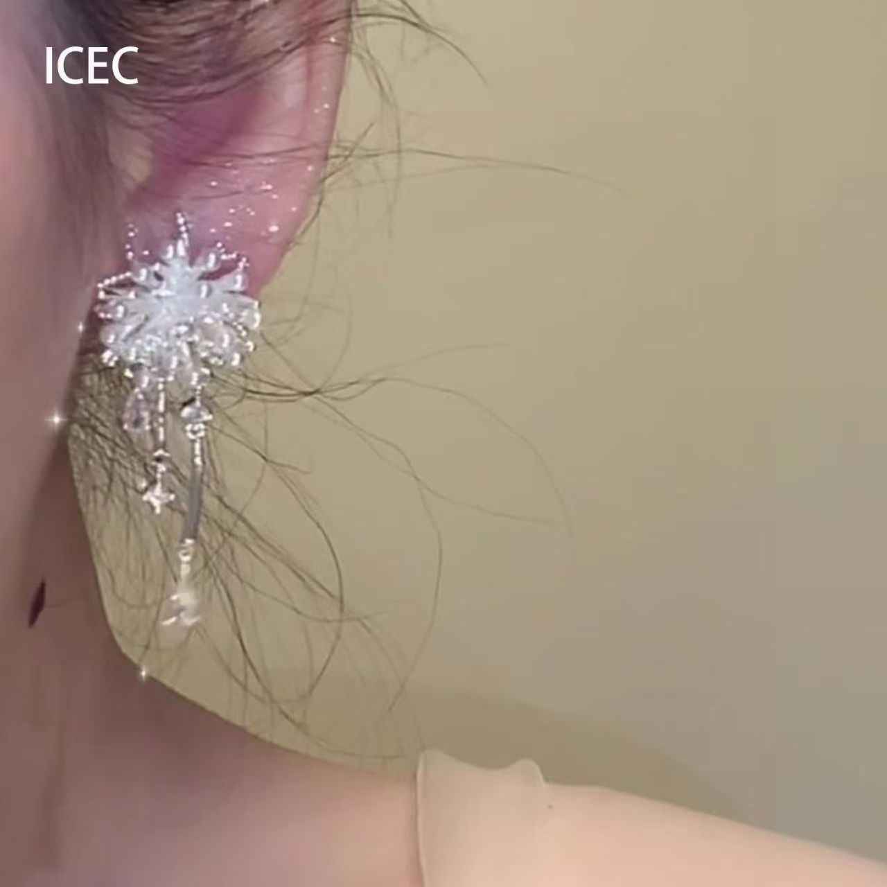 Light Luxury Forest Style Zircon Firework Tassel Stud Earrings, Super Fairy Versatile Exquisite High-grade Temperament Ear Jewelry For Women