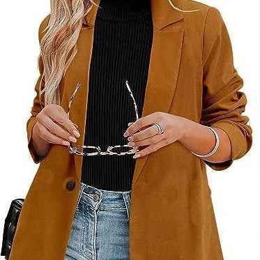 Slim-Fit Single-Breasted Blazer — Mid-Length
