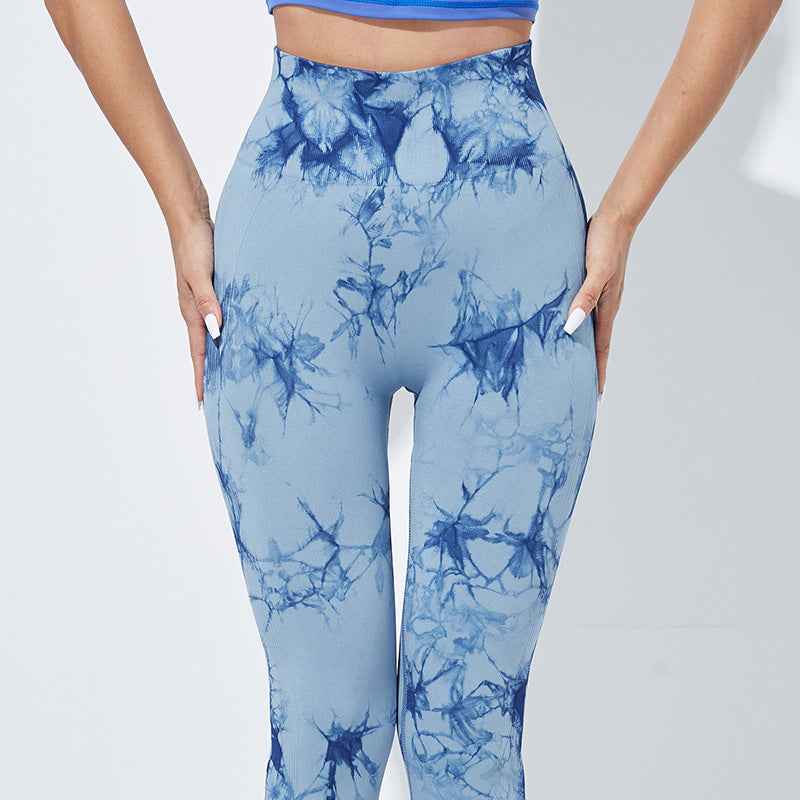 Seamless Tie-Dye Yoga Leggings — Nylon-Spandex Active Pants