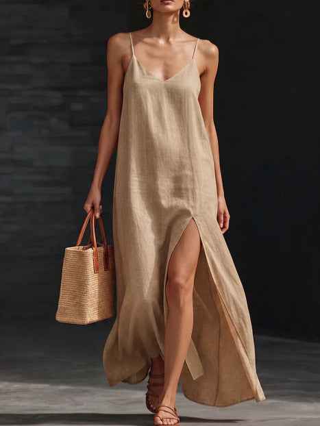 Women's Sleeveless V-Neck Knit Midi Dress — 6 Colours, S–2XL
