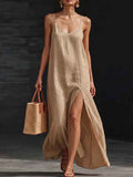 Women's Sleeveless V-Neck Knit Midi Dress — 6 Colours, S–2XL