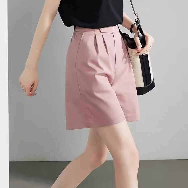 High-Waist Capri Shorts with Pockets