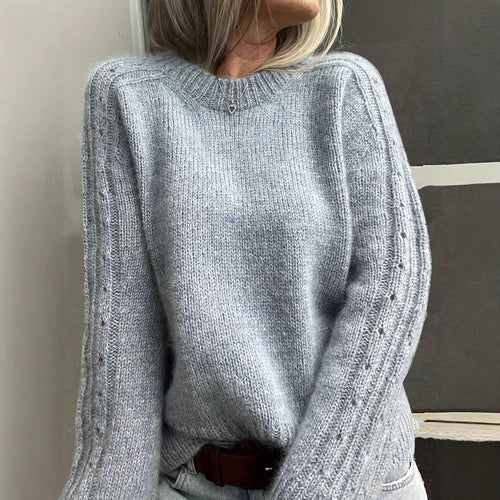 Gray Crew-neck Sweater Womens Top