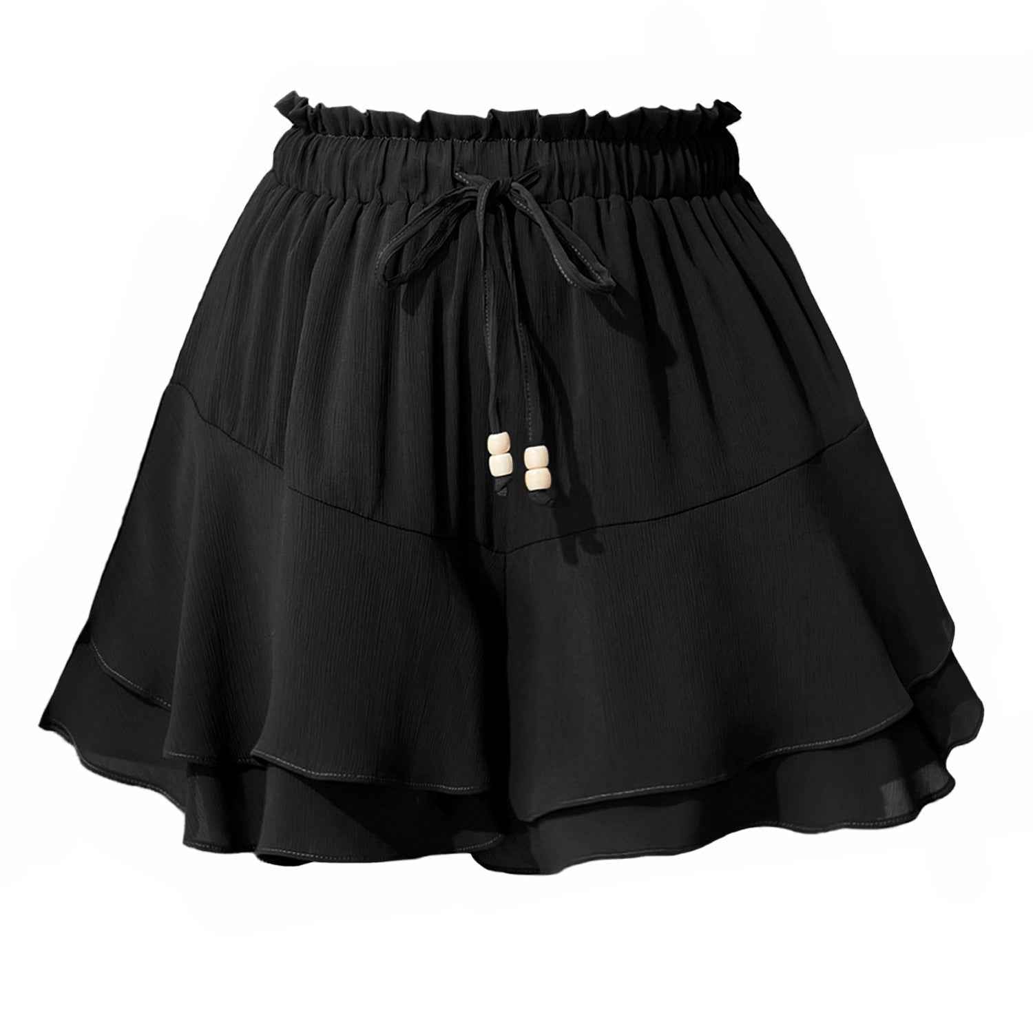 Ruffled Wrap Skort with Drawstring Waist