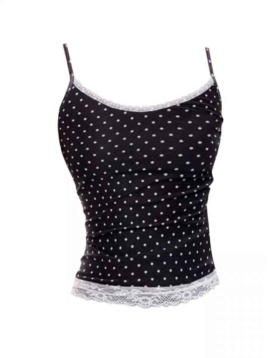 Designer-style Polka-dot Lace Camisole