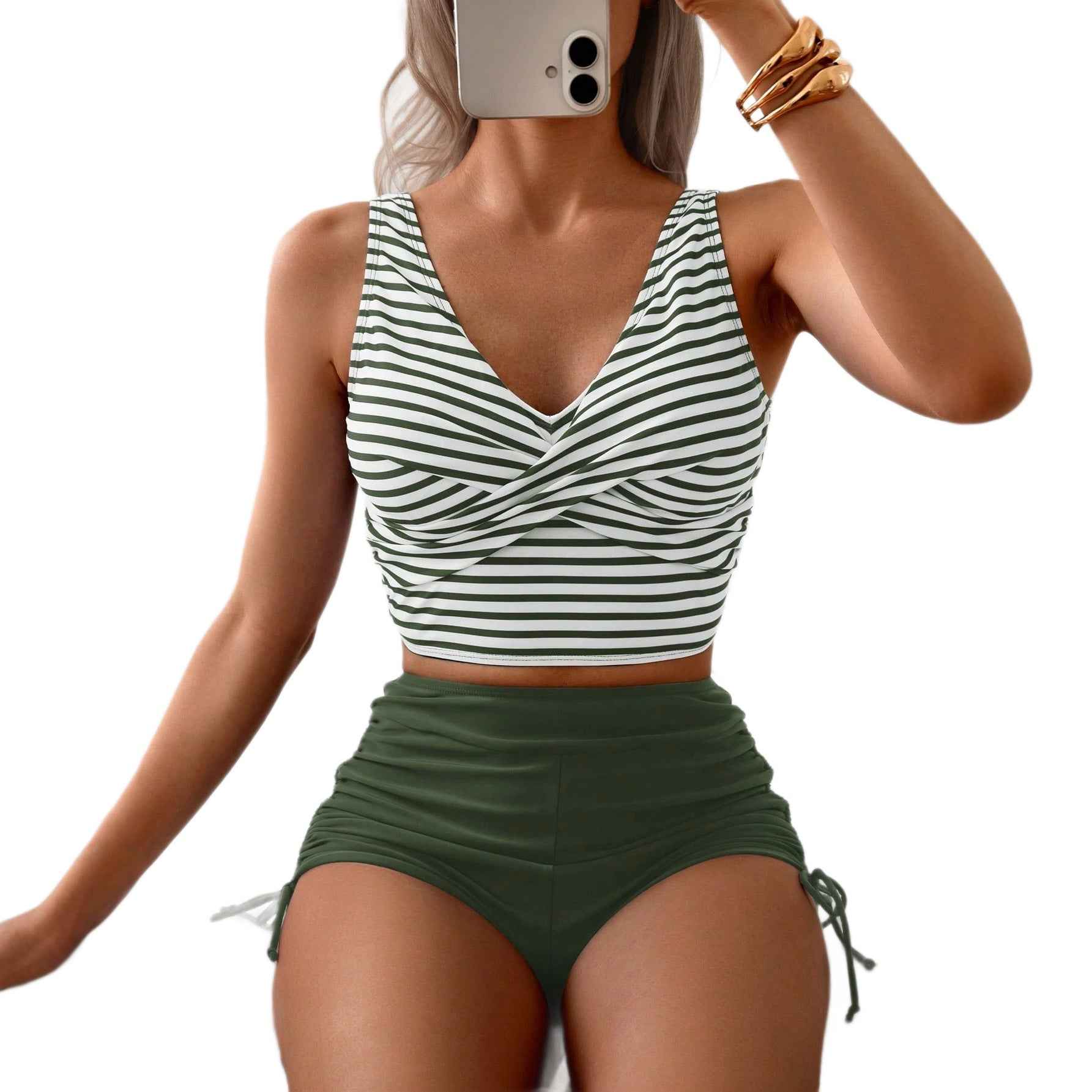 Cross-Back Tank Top & High-Waist Boxer Shorts Set