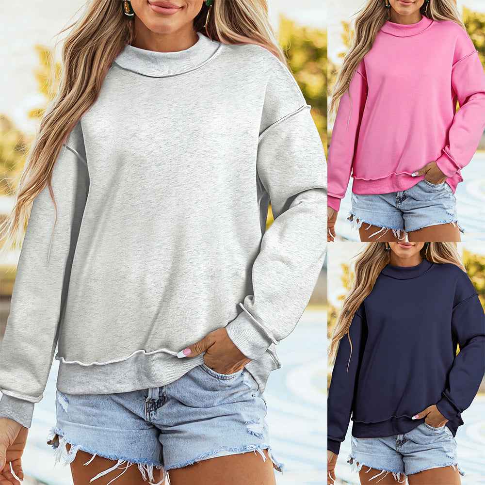 Women's Raw-Hem Crew-Neck Sweatshirt