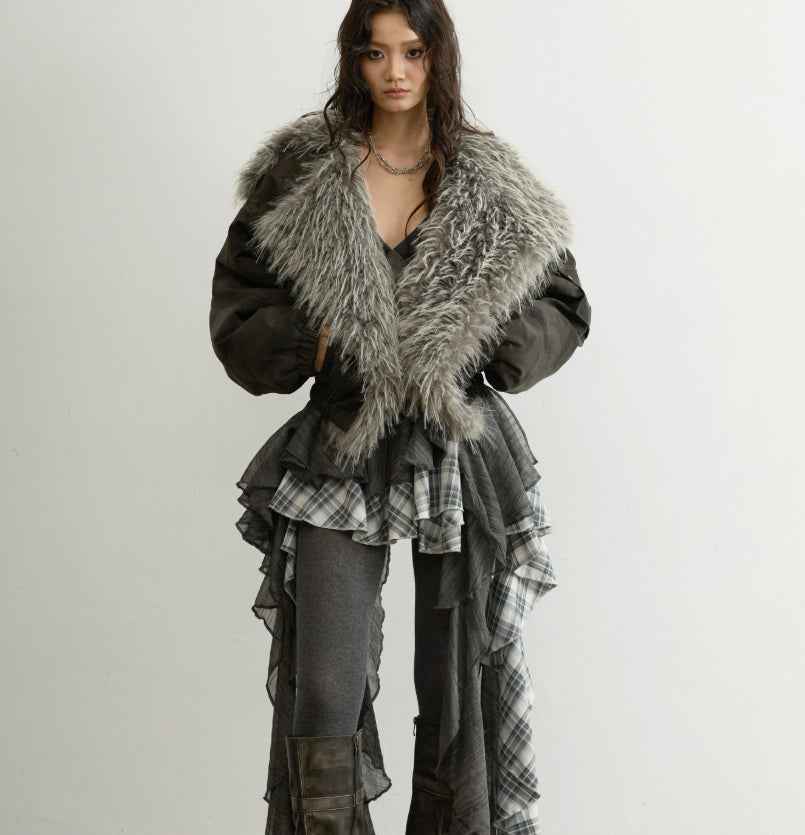 Hooded Aviator Jacket – Fur Collar, High Waist, Short