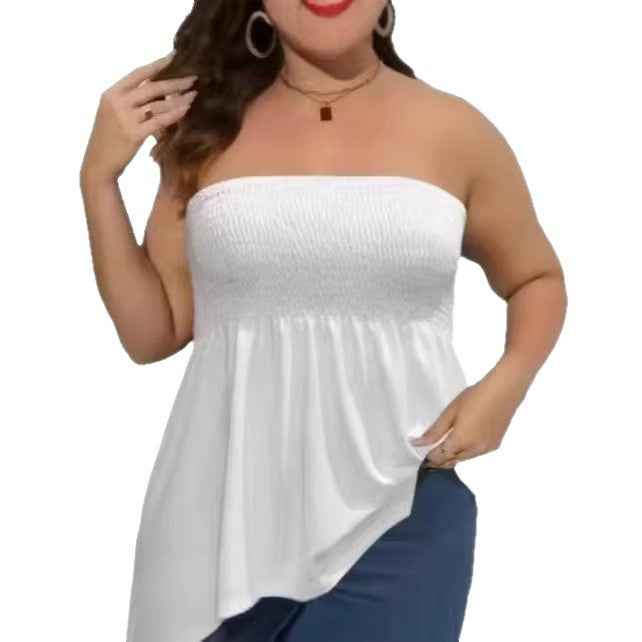 Pleated A-Line Sleeveless Top – Graphic Print Plus Size