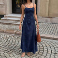 Jacquard A-Line Dress with High Waist & Adjustable Straps