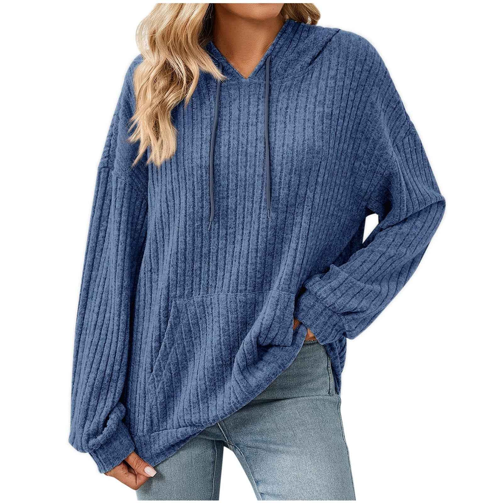 Knit Pocket Hoodie – Loose Fit Raglan Sweatshirt