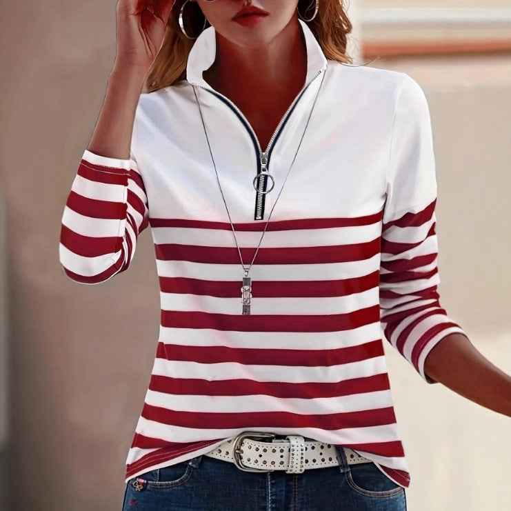 Striped Long-Sleeve Layering Top