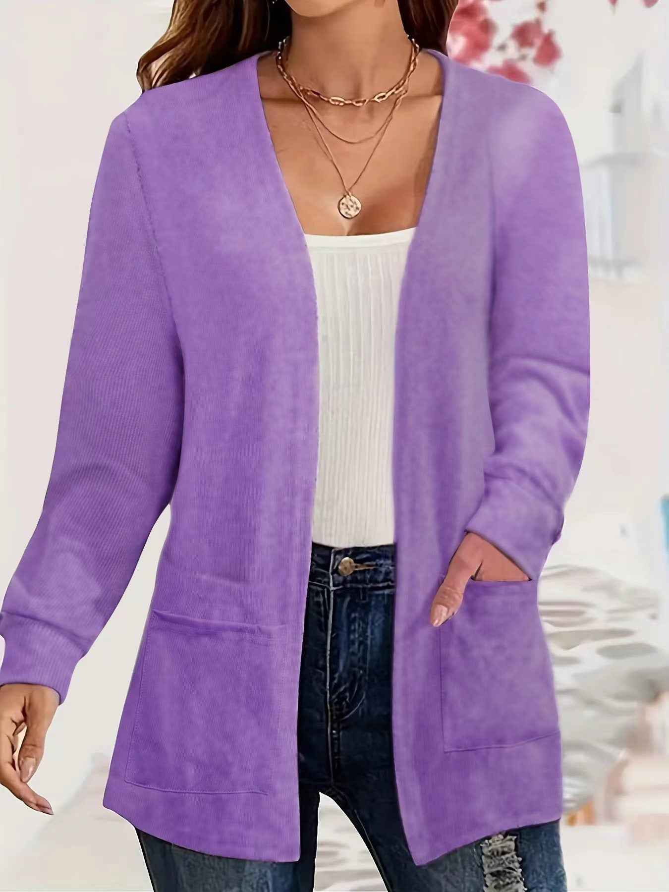 Lightweight Cardigan with Pockets – Loose Fit, Long Sleeve
