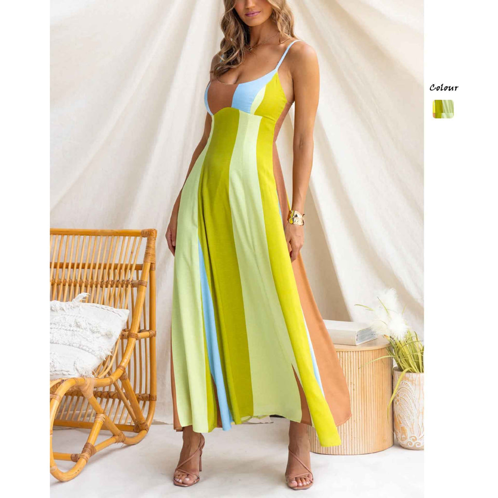 Women's Geometric Print Sleeveless Slim-Fit Midi Dress