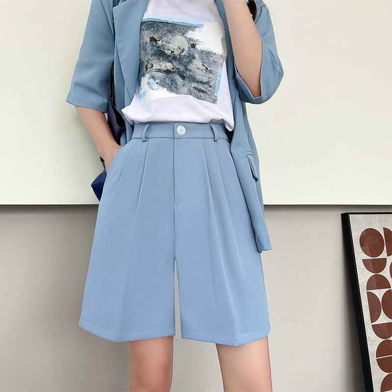 Women's High-Waist Wide-Leg Shorts – Loose Fit, Tailored Style