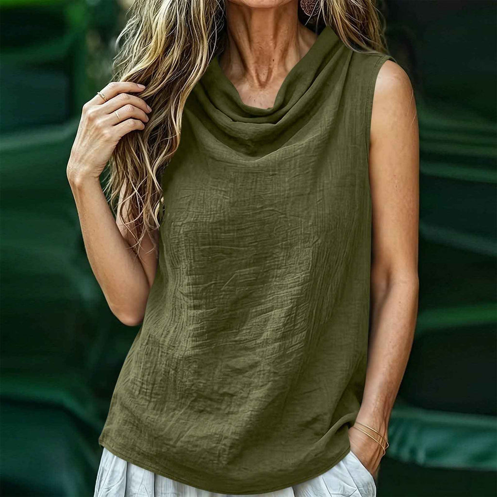 Women's Sleeveless Cotton-Linen Top — Loose Fit, 8 Colours