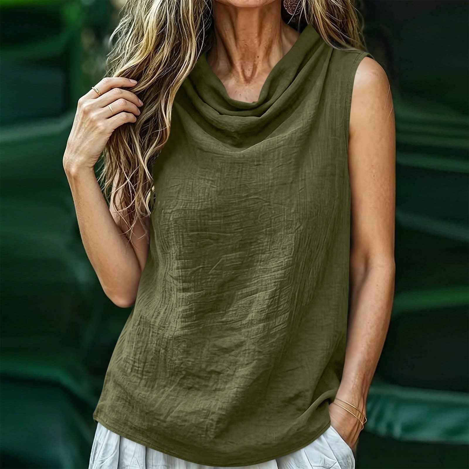Women's Sleeveless Cotton-Linen Top — Loose Fit, 8 Colours