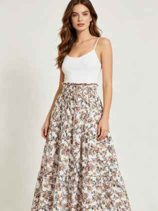 Women's Floral Print Midi A-Line Skirt