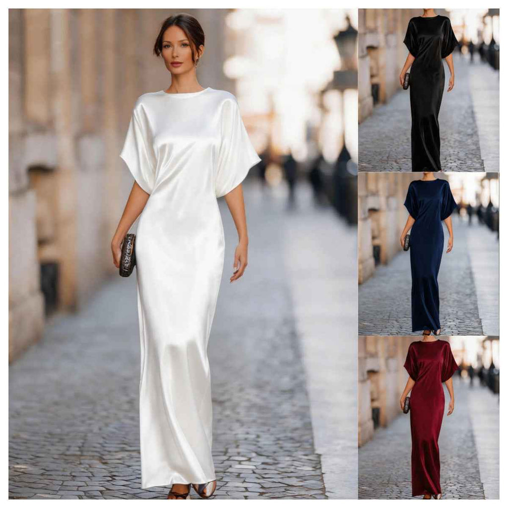 Women's French-Style Spliced Slim Maxi Dress — 4 Colours, S–2XL