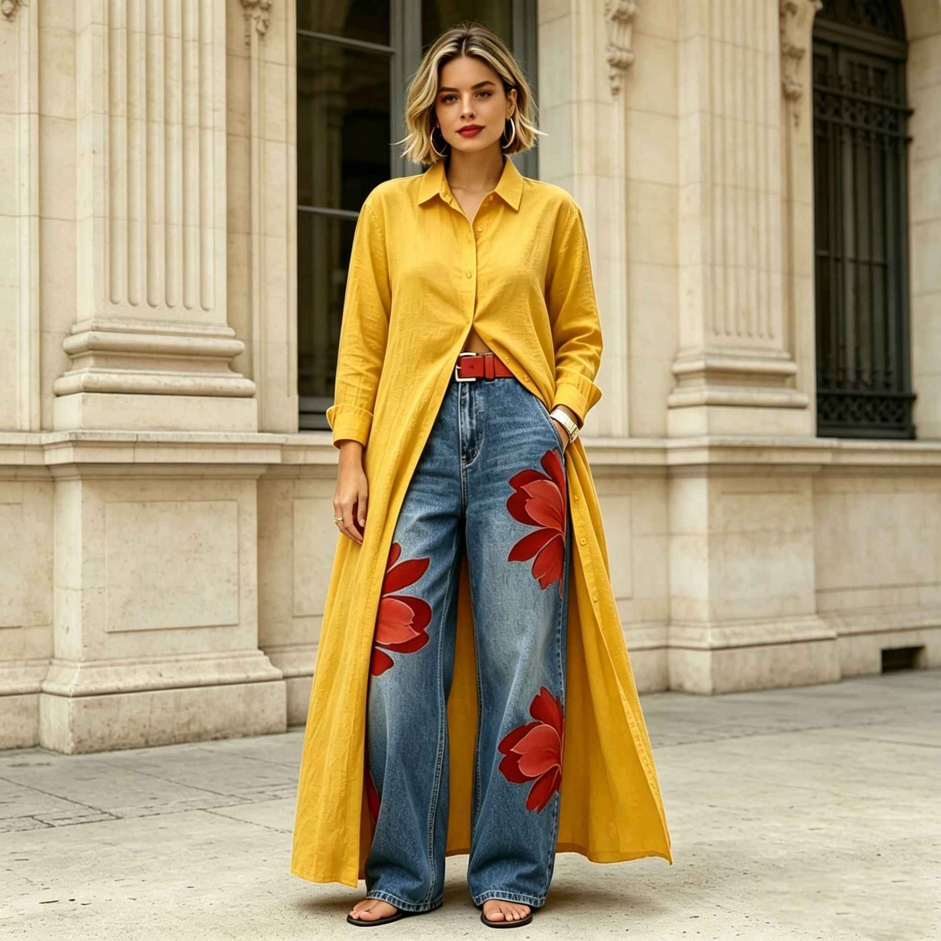 Solid-color Casual Long Loose-fit Trench Coat