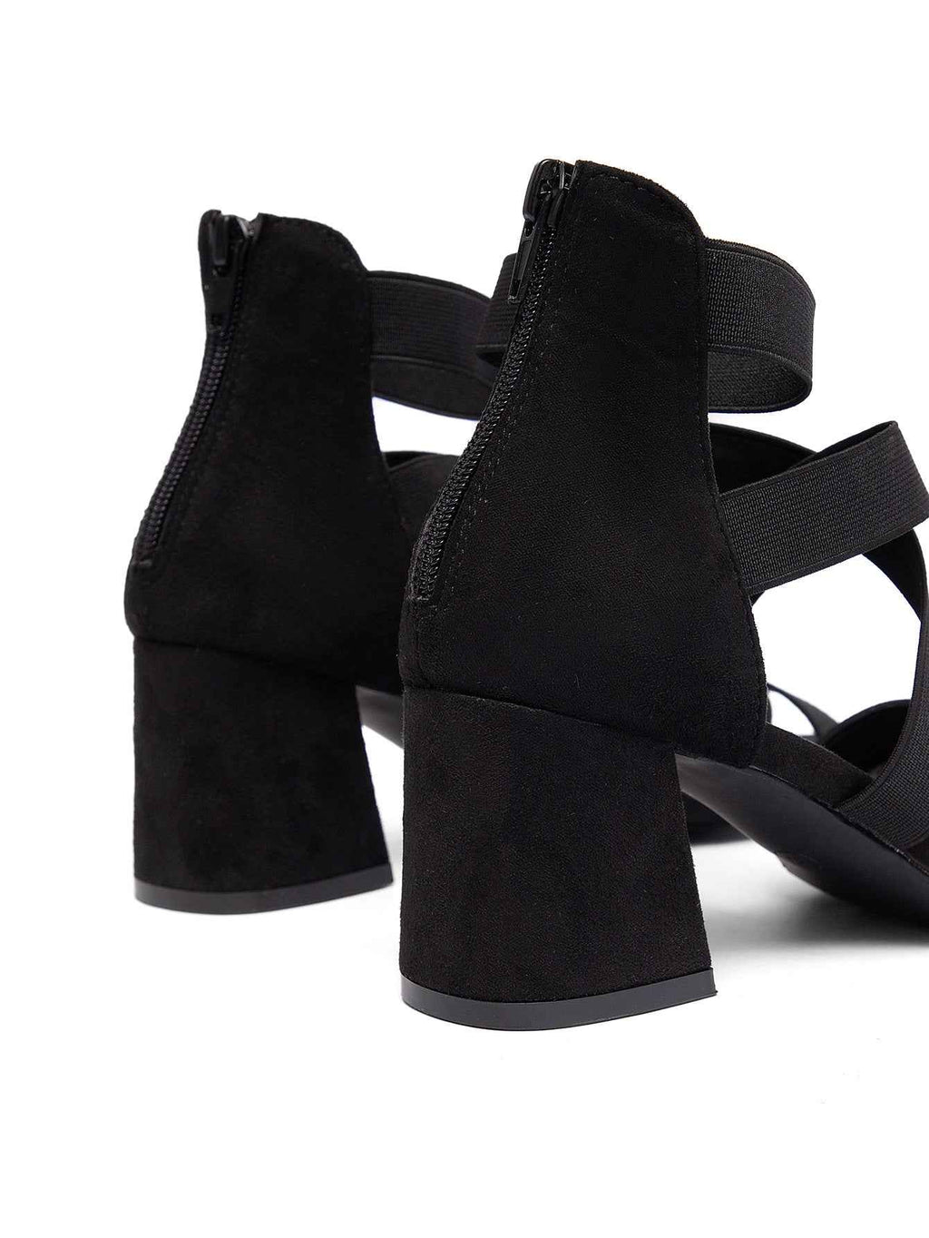 Square-Heel Open-Toe Sandals with Side Cutouts