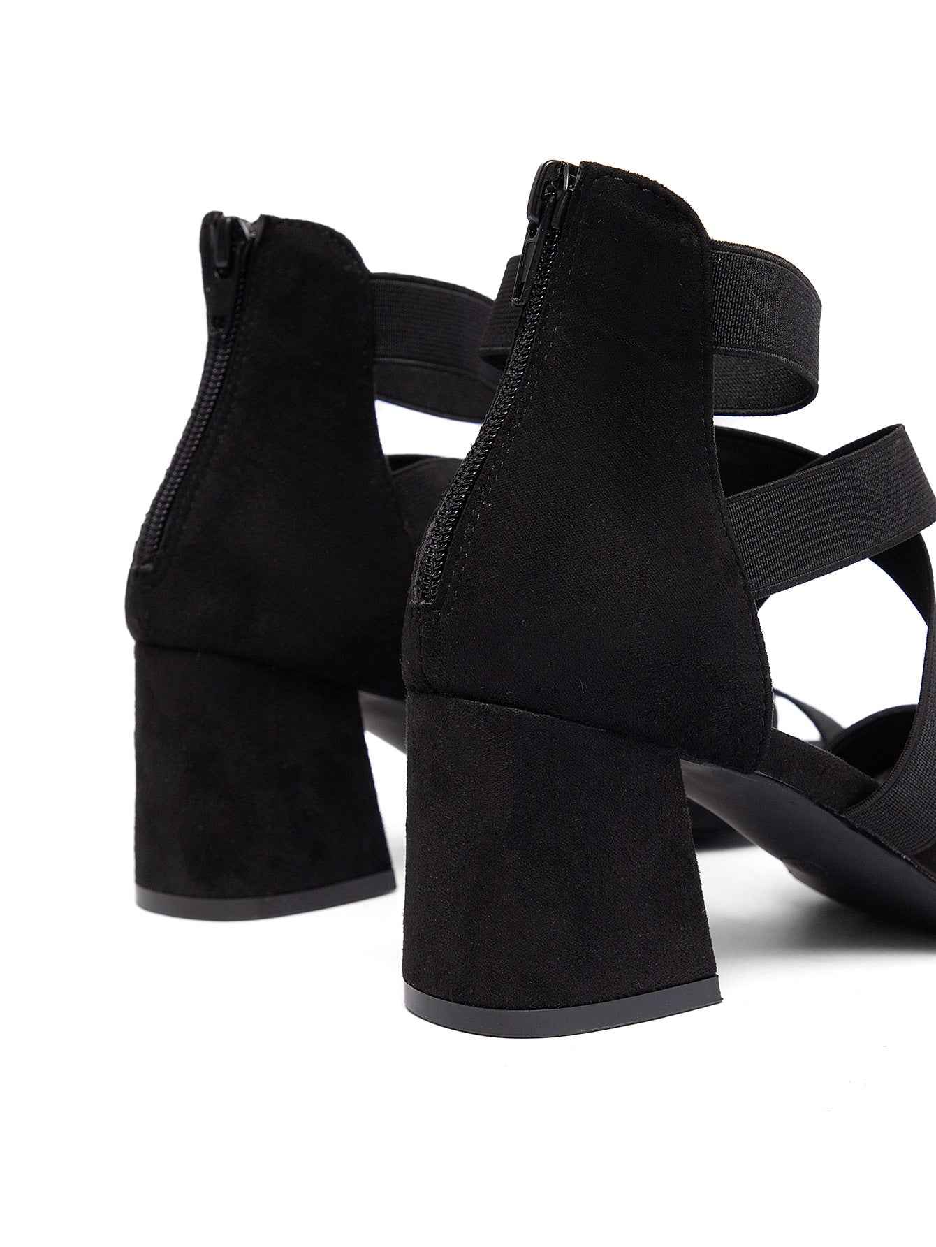 Square-Heel Open-Toe Sandals with Side Cutouts