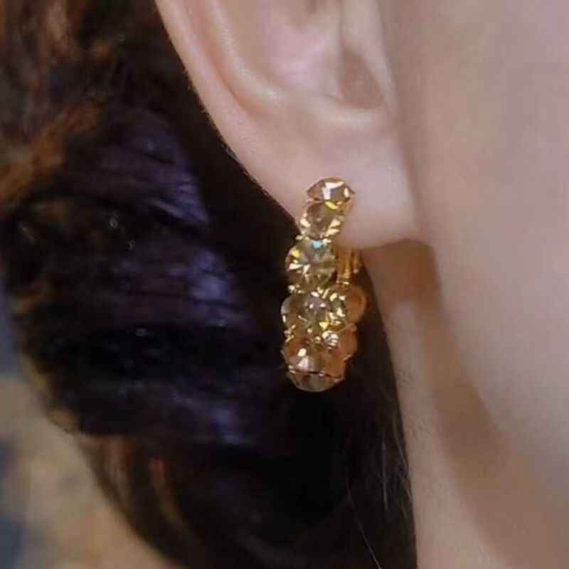 Retro Coffee Zircon Hoop Earrings, Niche Elegant Ear Cuffs, Hot New Arrival