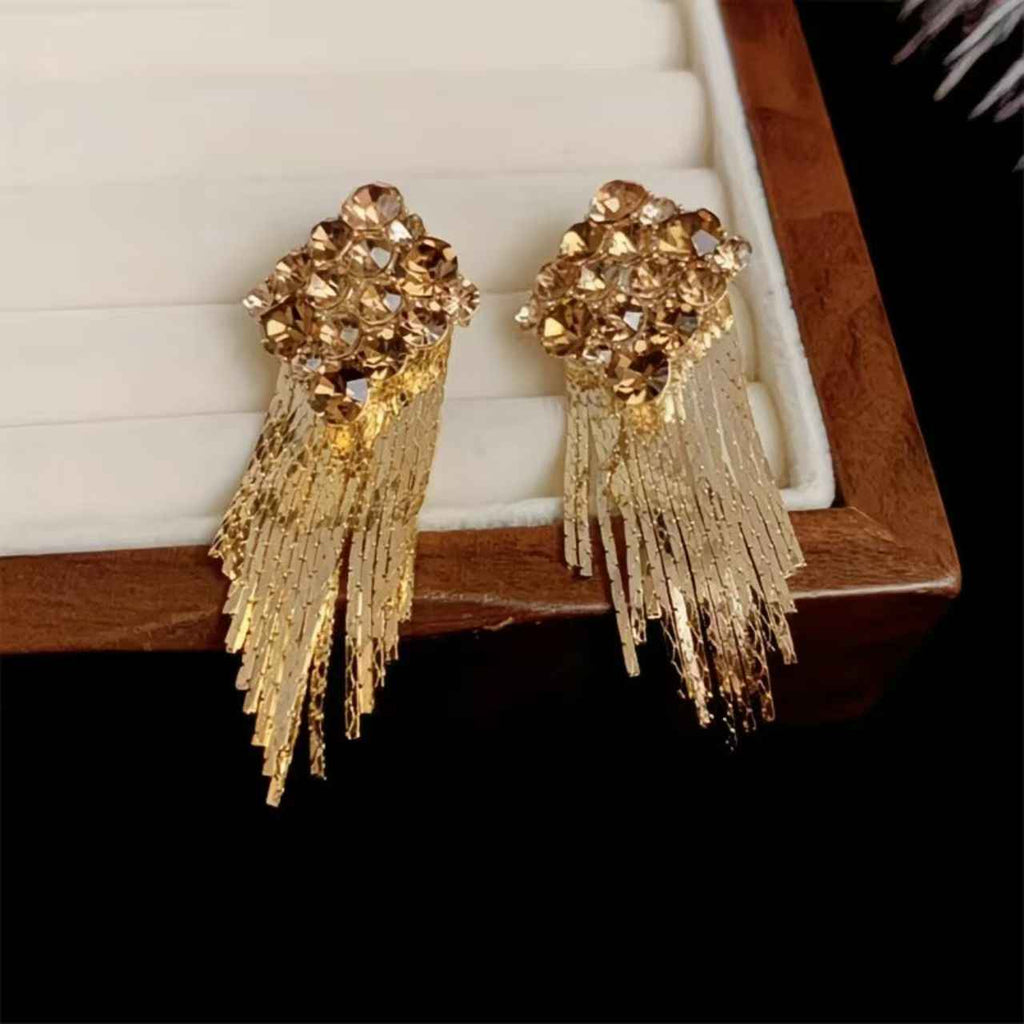 Long Tassel Stud Earrings – Maillard Tones Elegant Women’s Jewelry