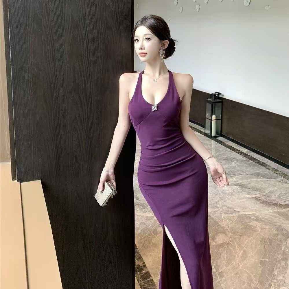 Evening Gown Maxi Dress Black Elegant Sheath Skirt