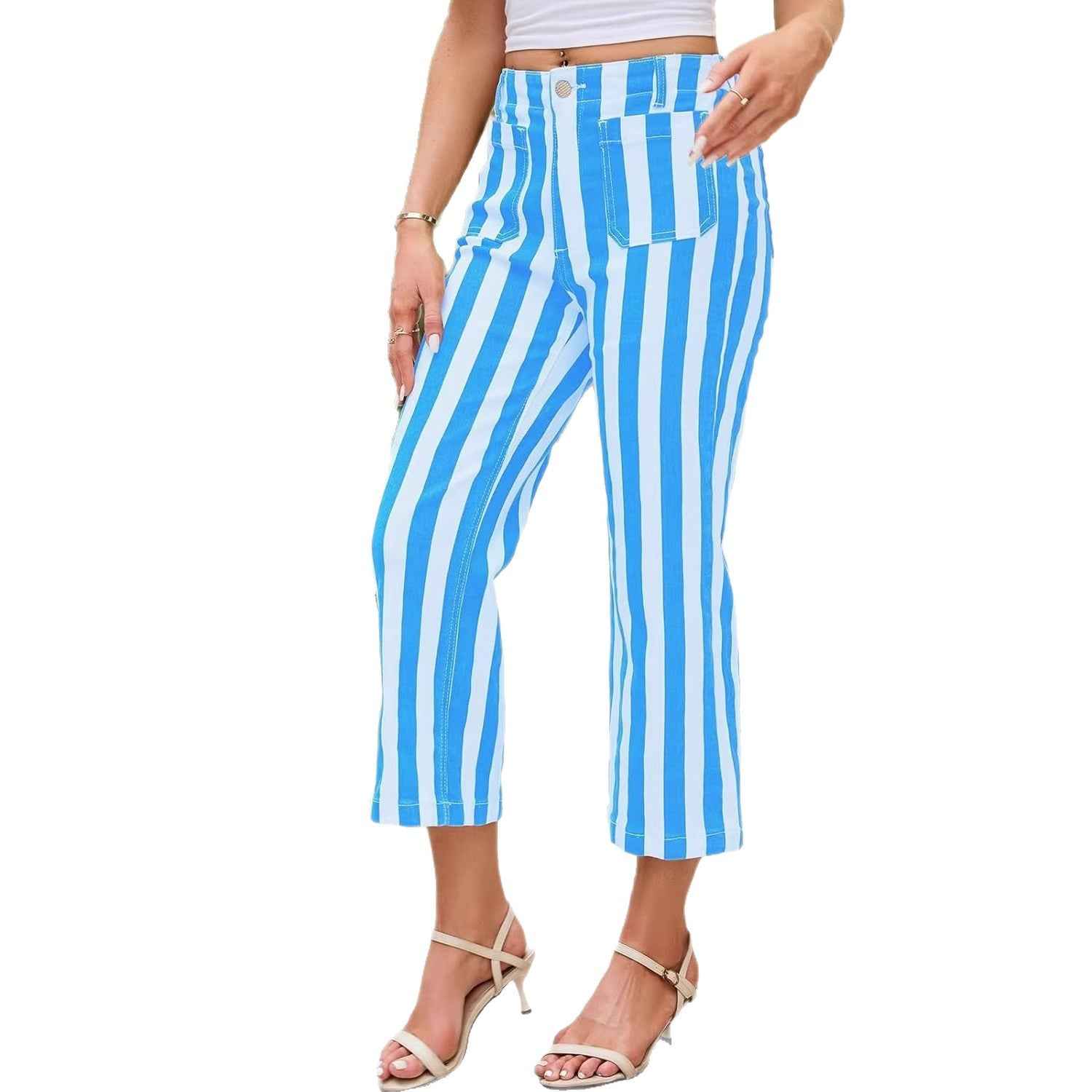Summer Striped-print Fashionable Casual Womens Pants