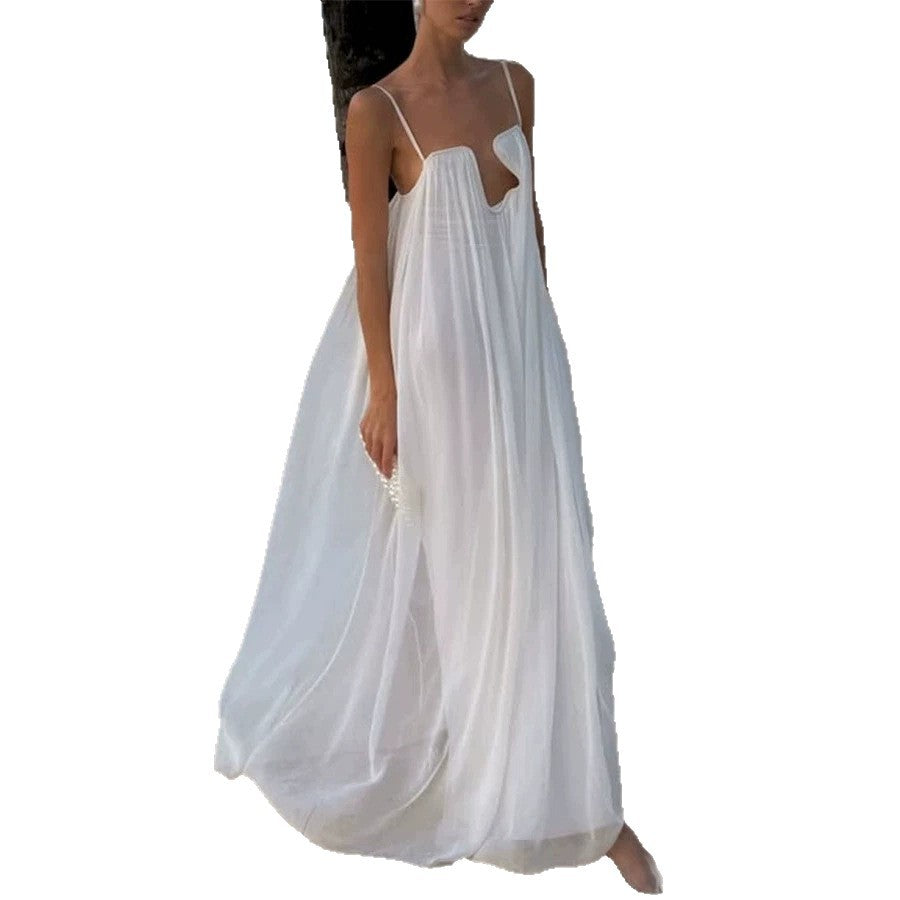 Chiffon Backless Strap Maxi Dress — Resort & Beach